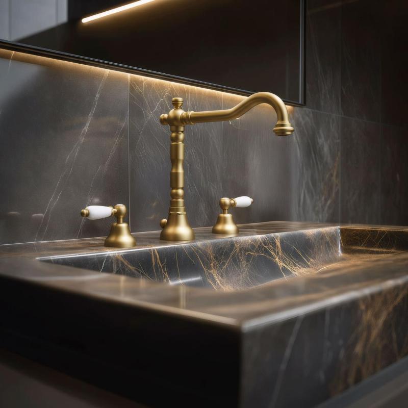 PB classic tap 3 trous robinet de lavabo Leviers blancs couleur Bronze 1208854272