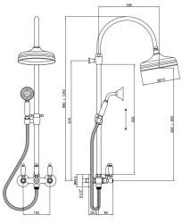 PB Classic Set de douche apparent avec effet pluie Colonne de douche télescopique Acier inoxydable 1208854892