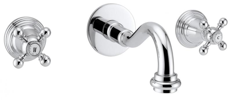 PB klassische Einbau-Wandarmatur mit Sterngriffen 16 cm Auslauf Chrom 1208855042