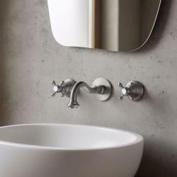 Robinet mural encastré classique PB avec poignées en étoile, bec de 16 cm, inox 1208855062