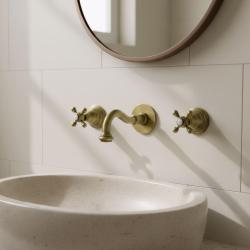 PB robinet mural encastré classique avec poignées étoile, bec de 20 cm, Bronze 1208855082