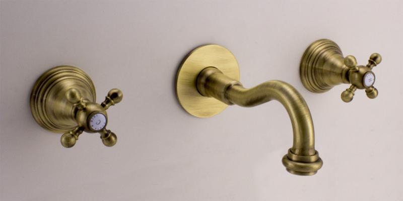 PB klassische Einbau-Wandarmatur mit Sterngriffen 20 cm Auslauf Bronze 1208855082