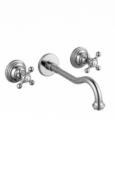 PB robinet mural encastré classique avec poignées étoile, bec de 25 cm, Chrome 1208855112