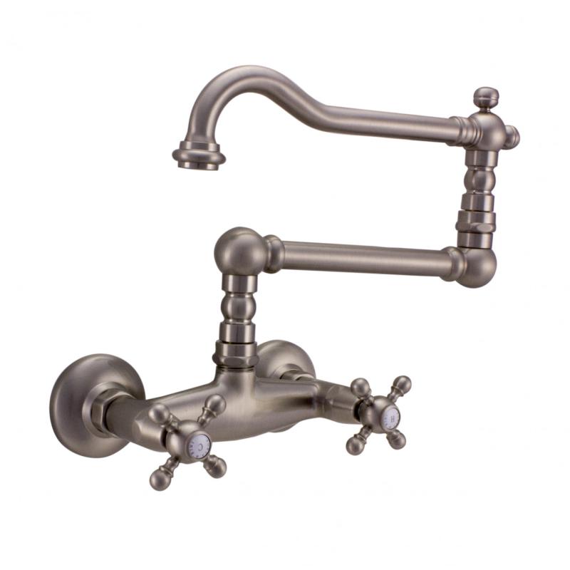 PB classic Wandarmatur mit Sterngriffen und langem schwenkbarem Auslauf, Edelstahl 1208855462