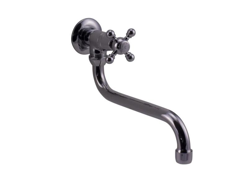 PB Classic Wand-Kaltwasserarmatur mit Sterngriff und langem Auslauf Chrom 1208855622
