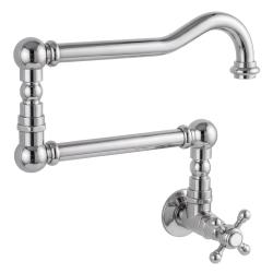 PB classic robinet de lavabo mural encastré avec manette à croisillon eau froide et long bec pivotant chrome 1208855712