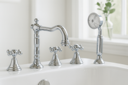 PB Robinet classique à 5 trous pour bord de baignoire avec boutons étoilés Chrome 1208855772
