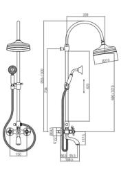 PB Classic Set Bain-Douche apparent avec tête de douche à effet pluie Acier inoxydable 1208855882