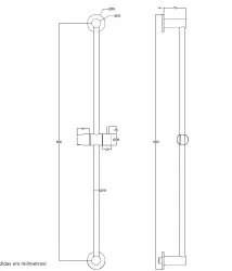 Waterevolution Flow Barre coulissante 800mm Acier inoxydable T1660IE