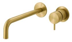 Robinet de lavabo encastré Waterrevolution Flow en laiton brossé avec bec de 21 cm T116BLE-21