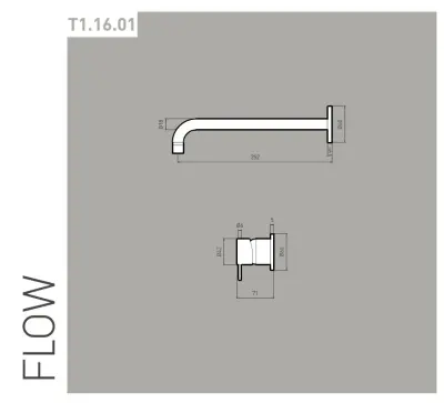 Robinet de lavabo encastré Waterrevolution Flow en laiton brossé avec bec de 21 cm T116BBB-21