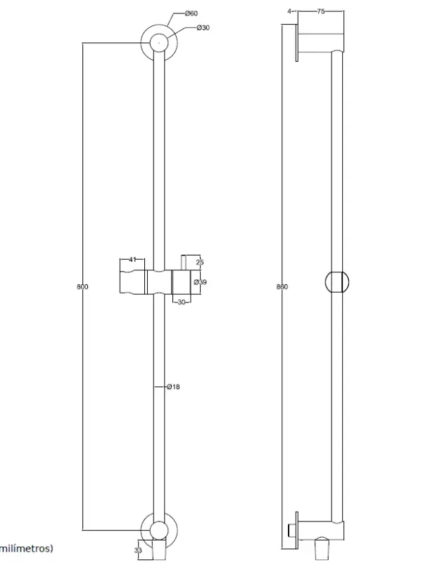 Waterevolution Flow Duschstange-Set mit Handbrause 800mm gebürstetes Messing T1661LE