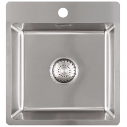 Caressi Basic Line évier en inox 41x45 sous plan, à fleur de plan ou en surface avec surface pour trou de robinetterie CABL37KR15 1208920570