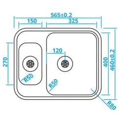 Caressi Basic Line évier en inox 46x56,5 àsous plan, à fleur de plan ou en surface CABLPP1532R50 1208920575