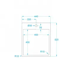Caressi évier CAPP40KR10 L44xL52xP18.5cm bouchon sans soudure 1208920666