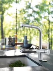 Franke Robinet de cuisine en inox brossé Atlas Neo bec extractible en inox 115.0521.438