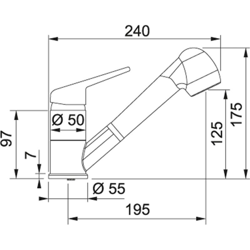 Franke Küchenarmatur Delta Novara Plus, ausziehbare Handbrause, Chrom 115.0347.111