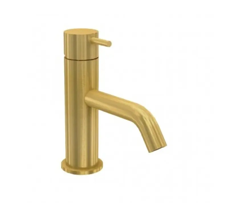 Waterevolution Flow niedrige Waschtischarmatur inkl. Click Plug, Messing gebürstet T110LE