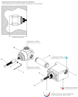 Thermostat de douche encastré Waterevolution Flow avec 1 robinet d'arrêt, entièrement en acier inoxydable 1208920974