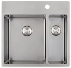 Caressi un bac et demi en inox avec trou pour robinet CAPP3415KR10 B55xL52 sous plan, à fleur de plan ou en surface 1208921191