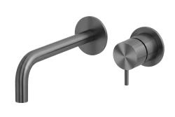 Robinet de lavabo encastré Watervolution Flow PVD Gun Metal avec bec de 15 cm T116BME-15