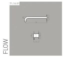 Waterevolution Flow Robinet de lavabo à encastrer PVD Clair Doré avec bec 25cm T116WGE-25