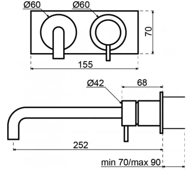 Waterevolution Flow Einbau-Waschtischarmatur mit Abdeckplatte Gebürstetes Messing mit Auslauf 15 cm T1161LE-15