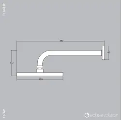 Waterevolution Flow Douche de tête 200mm avec raccord mural Gun Metal T1641GME