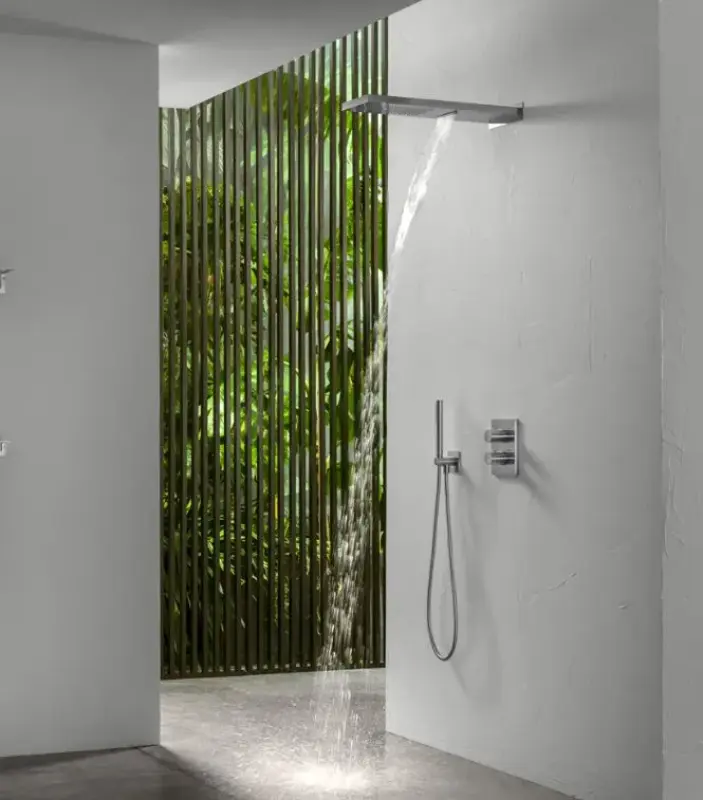 SB Square 316 Regendusche mit Wandanschluss und Wasserfalldusche, komplett aus Edelstahl 1208946755
