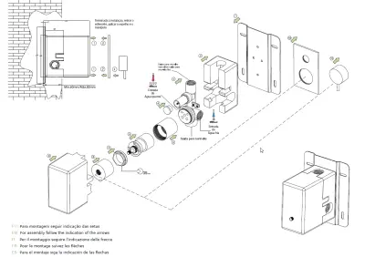 Waterevolution Flow mitigeur thermostatique de douche encastré avec 2 sorties noir mat T132TBBPR avec boîte TEC