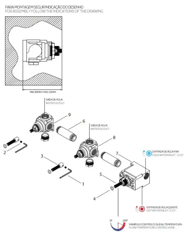 Waterevolution Flow Unterputz-Duschthermostat mit 2 Absperrventilen Gun Metal 1208948847