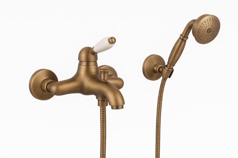 PB Nostalgic Wannenbatterie mit Handbrause-Set Bronze
