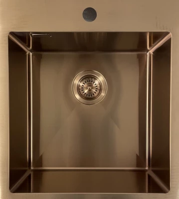 Évier Ausmann Weser en acier inoxydable couleur cuivre PVD Copper 55x51 avec trou pour robinet, encastrable et apparent 080938