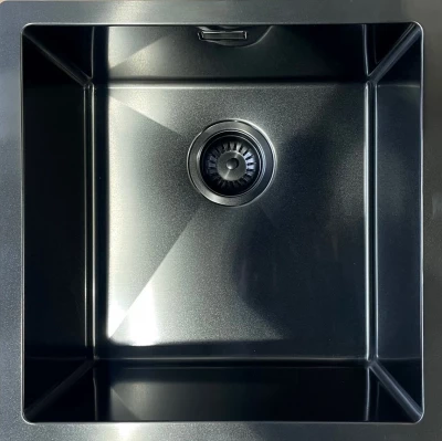 Évier Ausmann Mosel en acier inoxydable, couleur anthracite PVD Gun Metal 40x40, encastrable et en saillie 067106