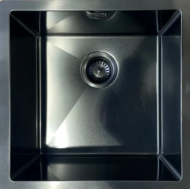 Ausmann Mosel Edelstahlspüle anthrazitfarben PVD Gun Metal 40x40 Unterbau flach und Aufsatz 067106