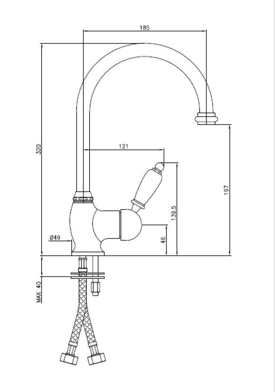 PB Classic Einhebel-Küchenarmatur mit schwenkbarem Auslauf 200 mm, Bronze 1208953114