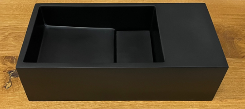 Solid-S Fontaine en solid surface L36 x P18 x H10 cm, noir mat, avec couvercle 1208953168