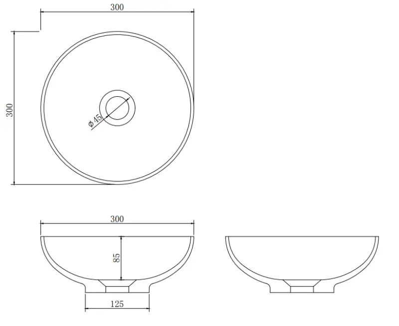 Lavabo Solid S en Solid Surface, rond, 30 x 30 x 11 cm, noir mat, 1208953271