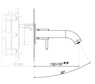 SB Round Mitigeur de lavabo encastré en laiton satiné PVD 132mm