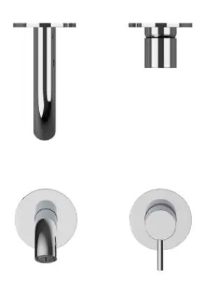 SB Round Mitigeur de lavabo encastré en laiton satiné PVD 132mm