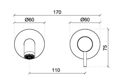 SB Round Mitigeur de lavabo encastré en laiton satiné PVD 132mm