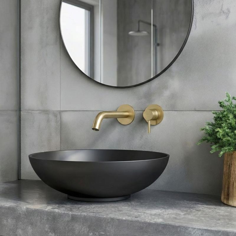 SB Round Unterputz-Waschtischarmatur, gebürstetes Messing PVD 162mm