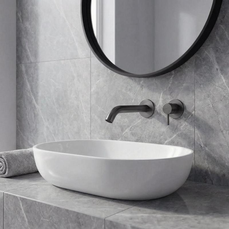SB Round Mitigeur de lavabo encastré Gun Metal PVD 162mm