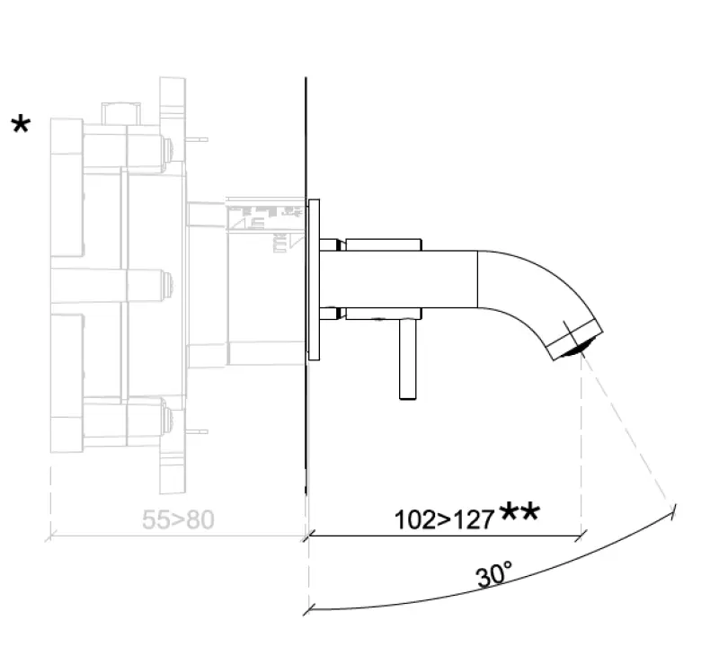 SB Round 316 Unterputz-Waschtischarmatur, Gun Metal PVD 102mm