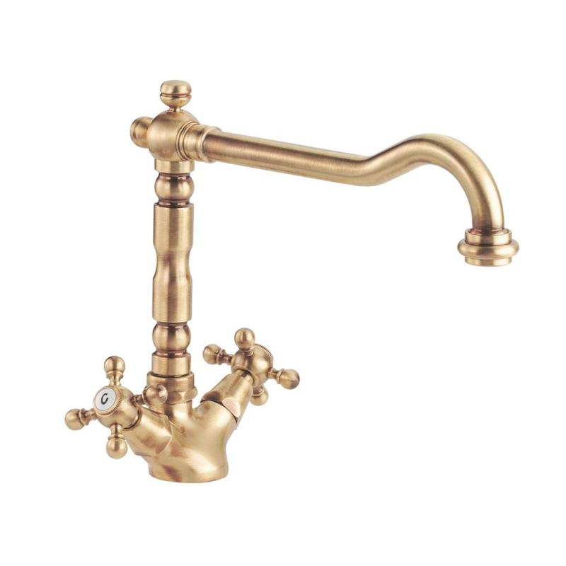 Nostalgische Küchenarmatur V1910 Messing Natur, Armatur verfärbt, veraltet 1208953525