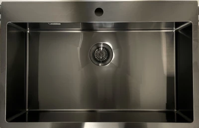 Ausmann Weser grand évier en acier inoxydable couleur anthracite PVD Gun Metal 79x51 avec trou pour robinet, encastrable et apparent 067137