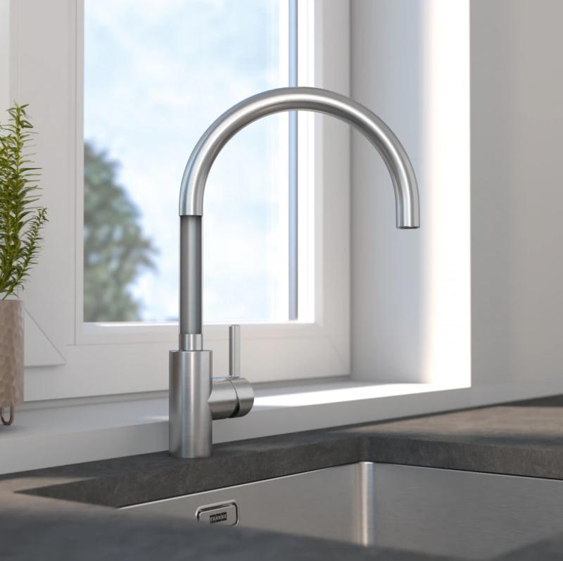 Franke Küchenarmatur Eos Neo schwenkbarer Auslauf, komplett Edelstahl 115.0590.044
