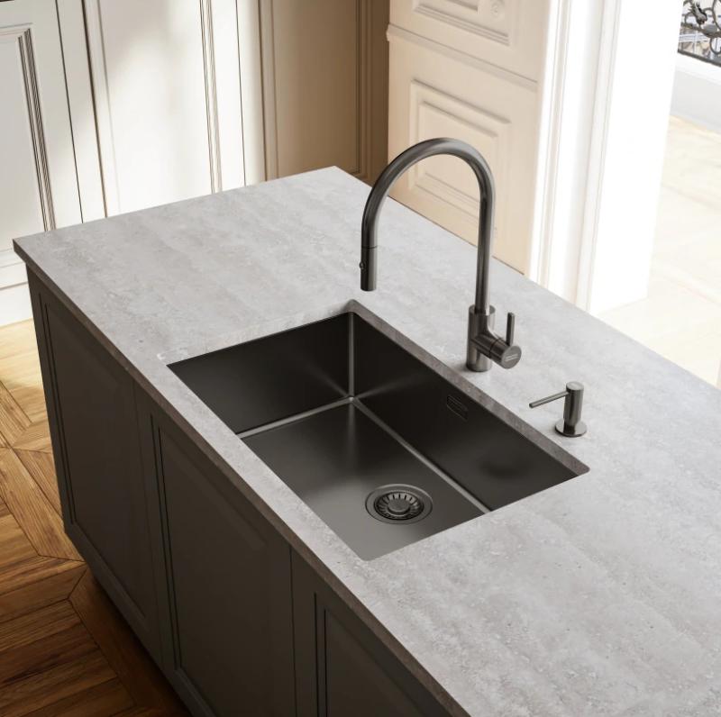 Franke Küchenarmatur Eos Neo mit ausziehbarem Brausekopf, PVD Gun Metal 115.0628.256
