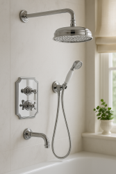 PB Classic Nostalgic Set de douche encastrable chromé avec douchette et effet pluie 225mm 1208953841