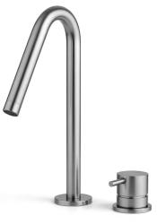 Waterevolution Flow Robinet de lavabo 2 trous entièrement en inox avec petit bec V 127mm T1121VIE